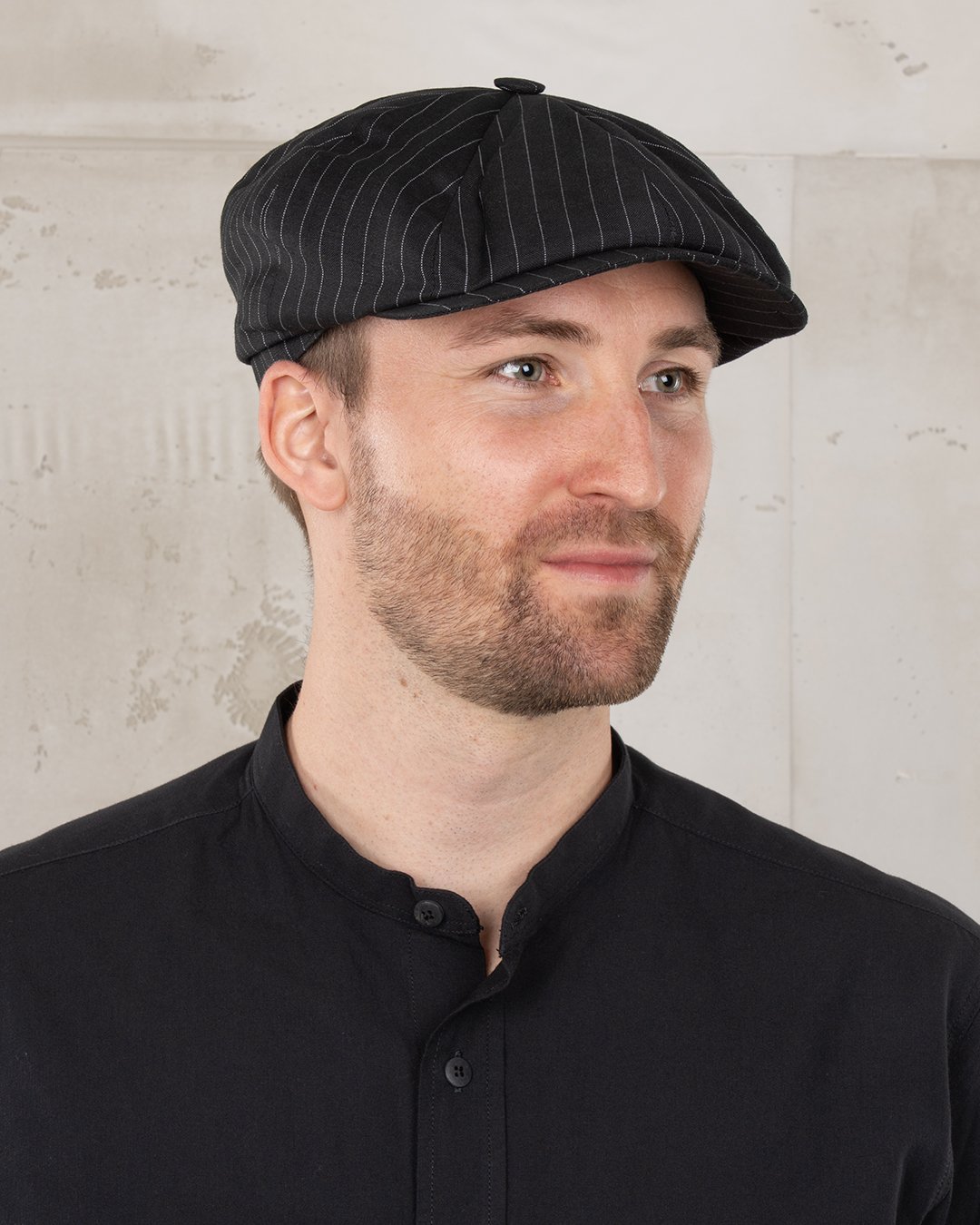 Newsboy Cap Chicago Black Pike Brothers — casquette vintage, vue de face