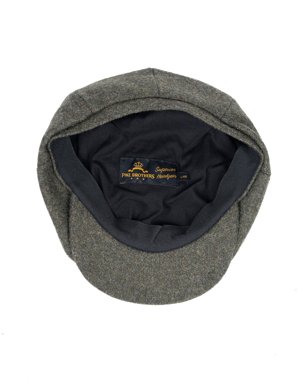 Newsboy Cap Dewar Green Pike Brothers — vintage cap, fabric close-up