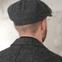 Newsboy Cap Dundee Grey Pike Brothers — casquette vintage, vue de dos Newsboy Cap Dundee Grey Pike Brothers — casquette vintage, vue de dos
