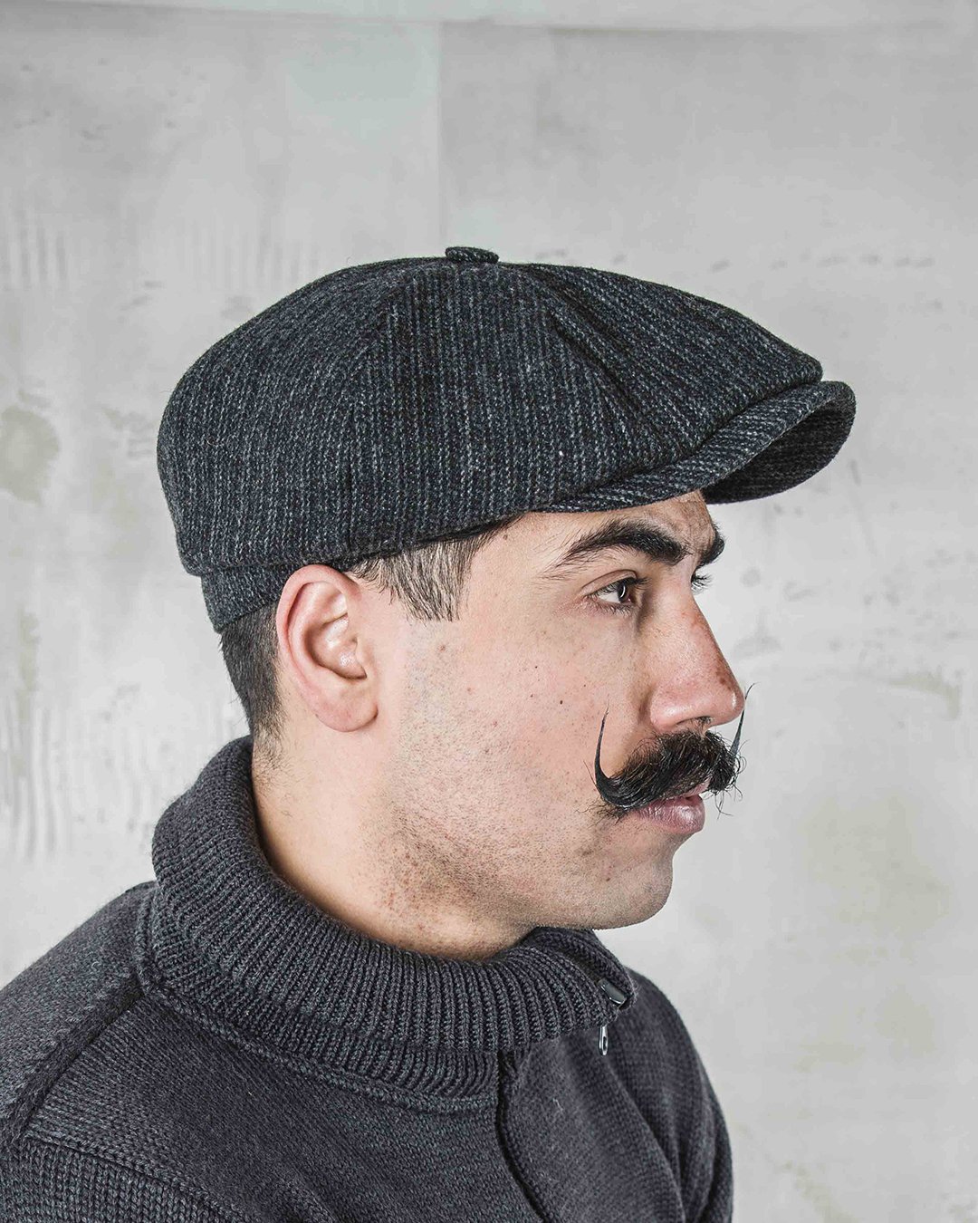 Newsboy Cap Glasgow Grey Pike Brothers — vintage cap, front view