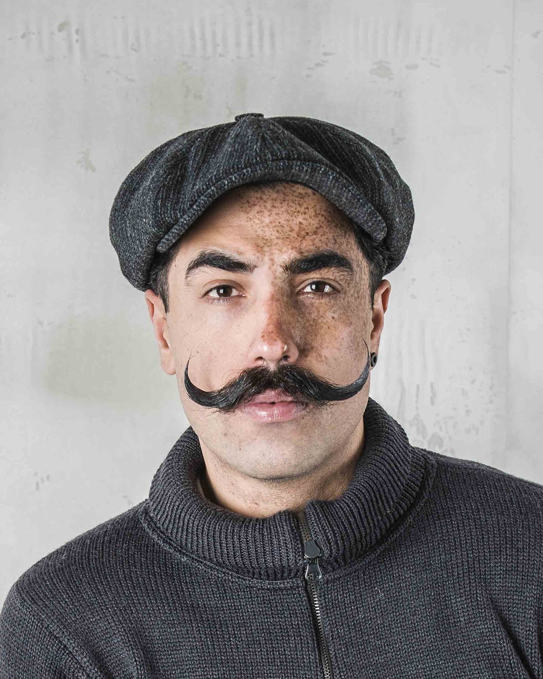 Newsboy Cap Glasgow Grey Pike Brothers — vintage cap, fabric close-up