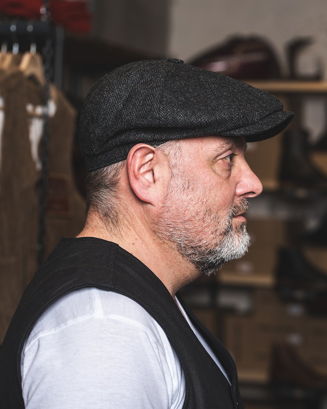 Newsboy Cap Glasgow Grey Pike Brothers — vintage cap, pocket detail