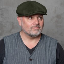 Newsboy Cap Moleskin Moss Pike Brothers — casquette vintage, vue de face