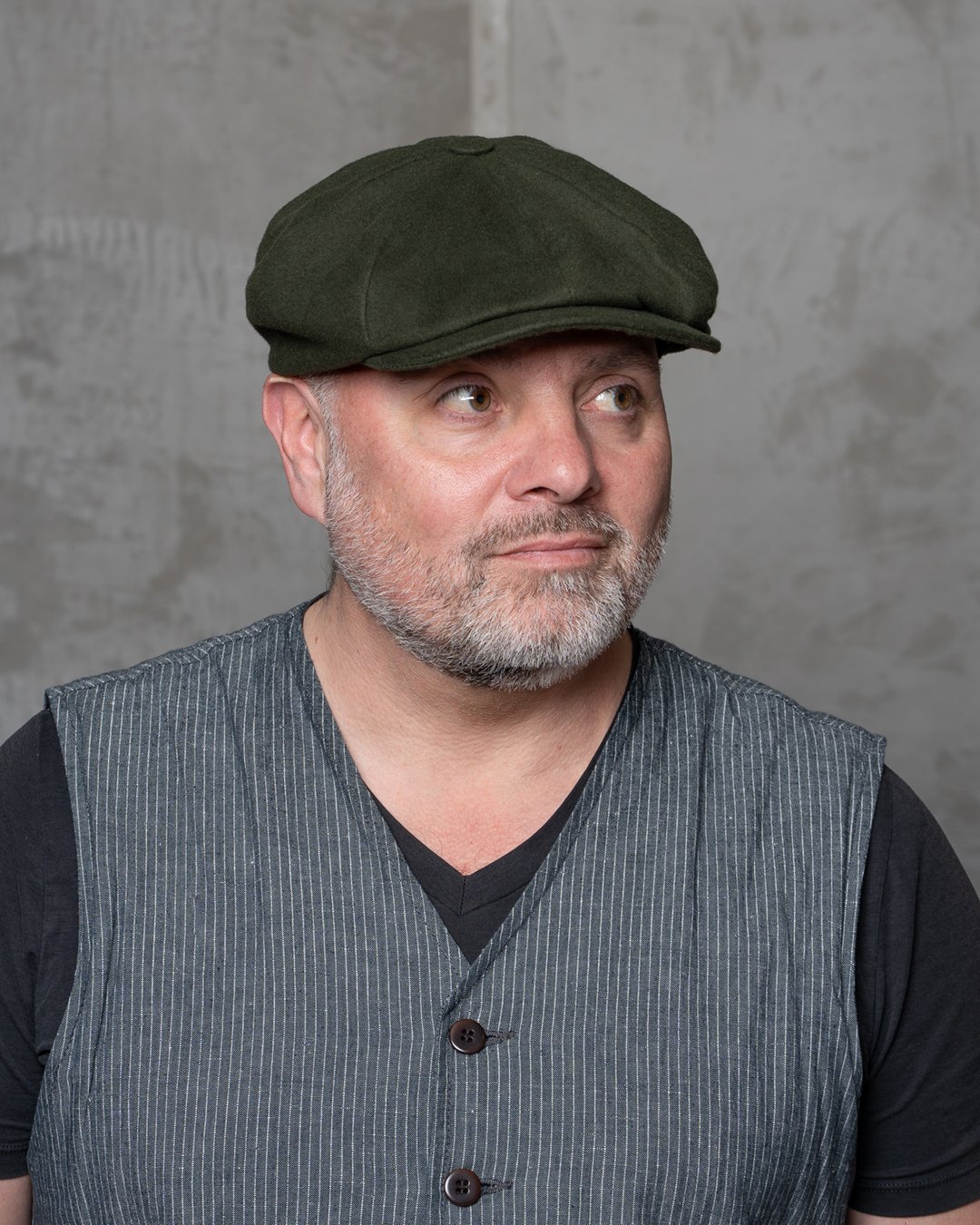 Newsboy Cap Moleskin Moss Pike Brothers — casquette vintage, vue de face