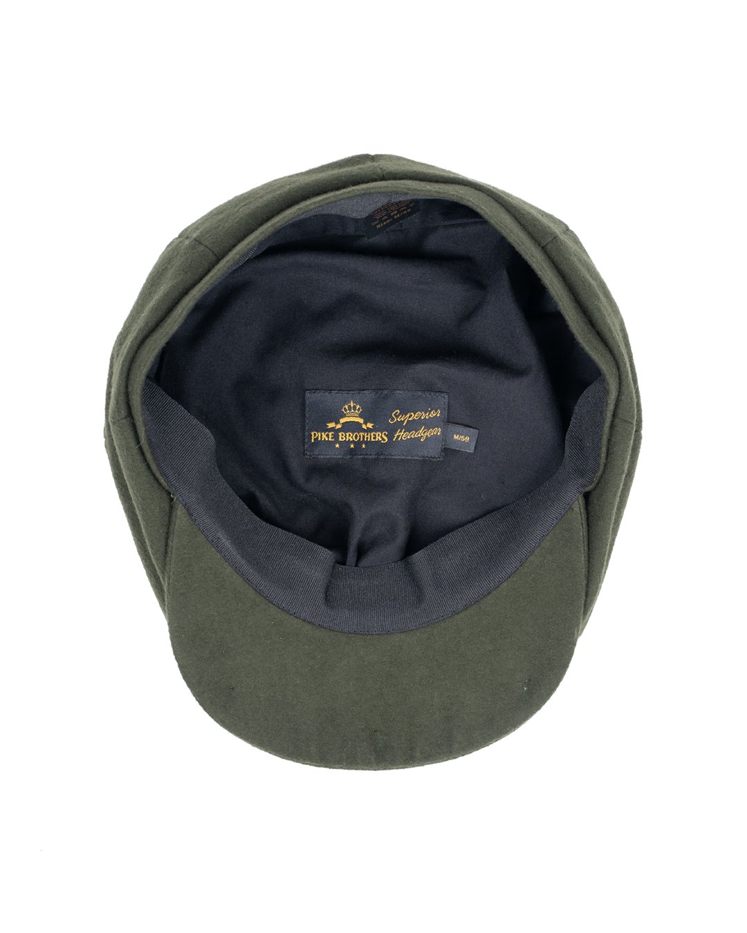 Newsboy Cap Moleskin Moss Pike Brothers — casquette vintage, détail de la matière