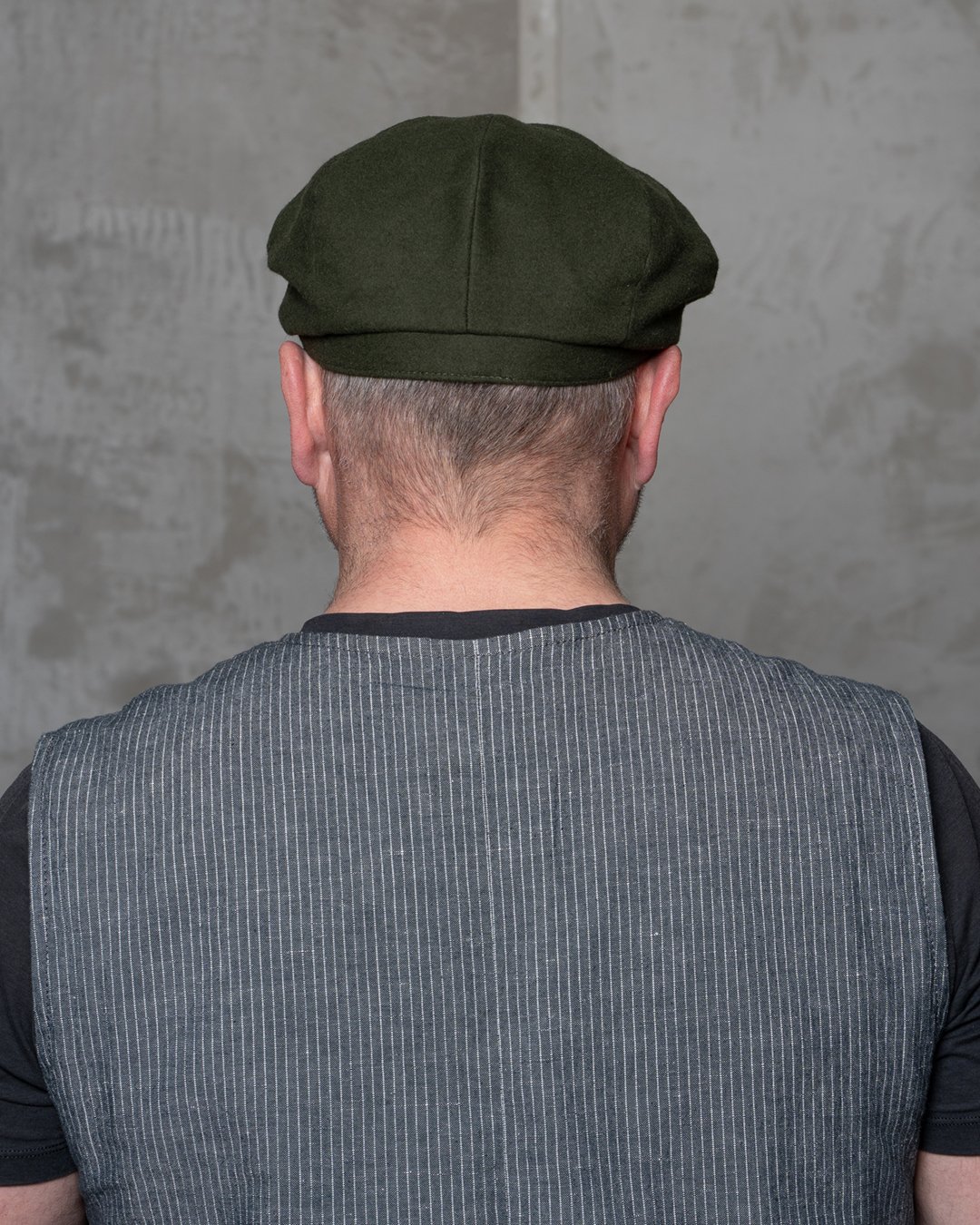 Newsboy Cap Moleskin Moss Pike Brothers — casquette vintage, vue de côté