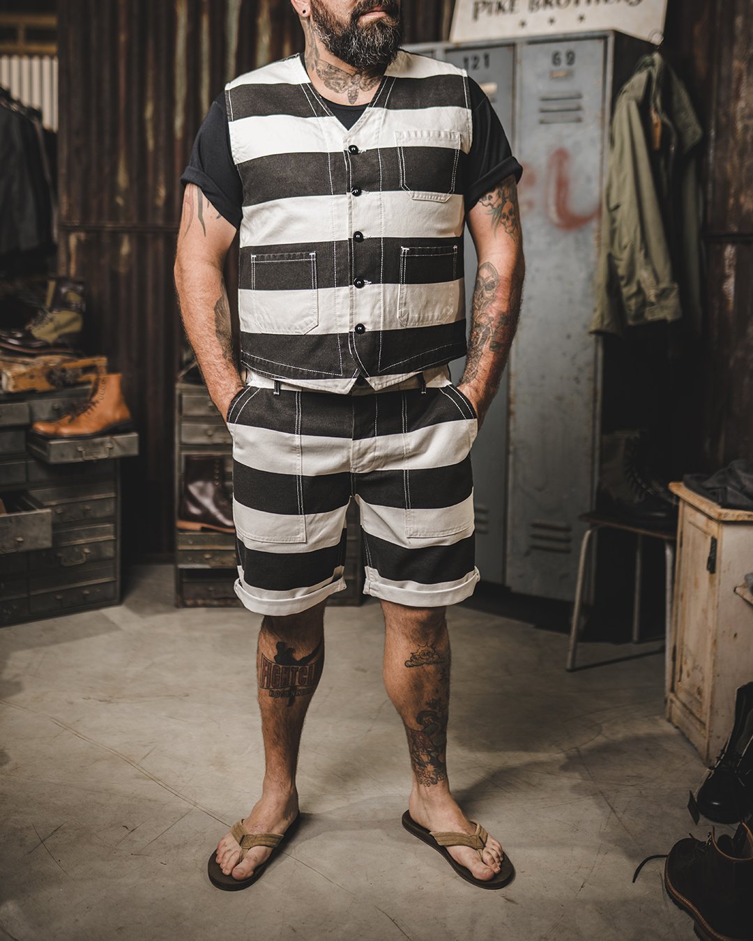 Og-107 Short Alcatraz White Pike Brothers — short vintage, vue d’ensemble