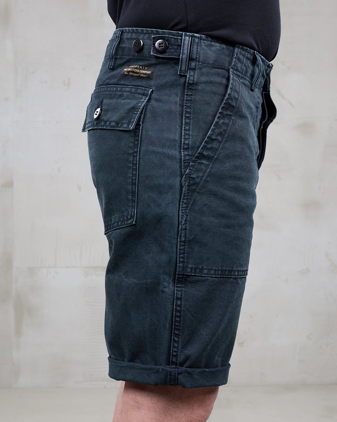 Og-107 Short Grease Black Pike Brothers — short vintage, détail de la matière
