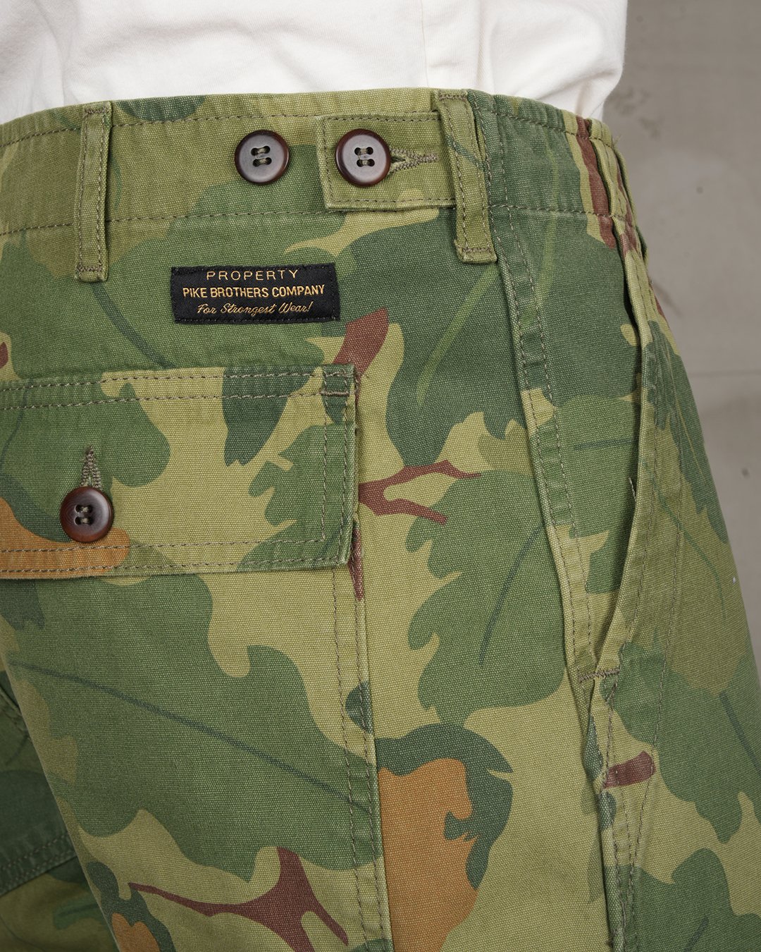 Og-107 Short Mitchell Green Pike Brothers — short vintage, détail des finitions