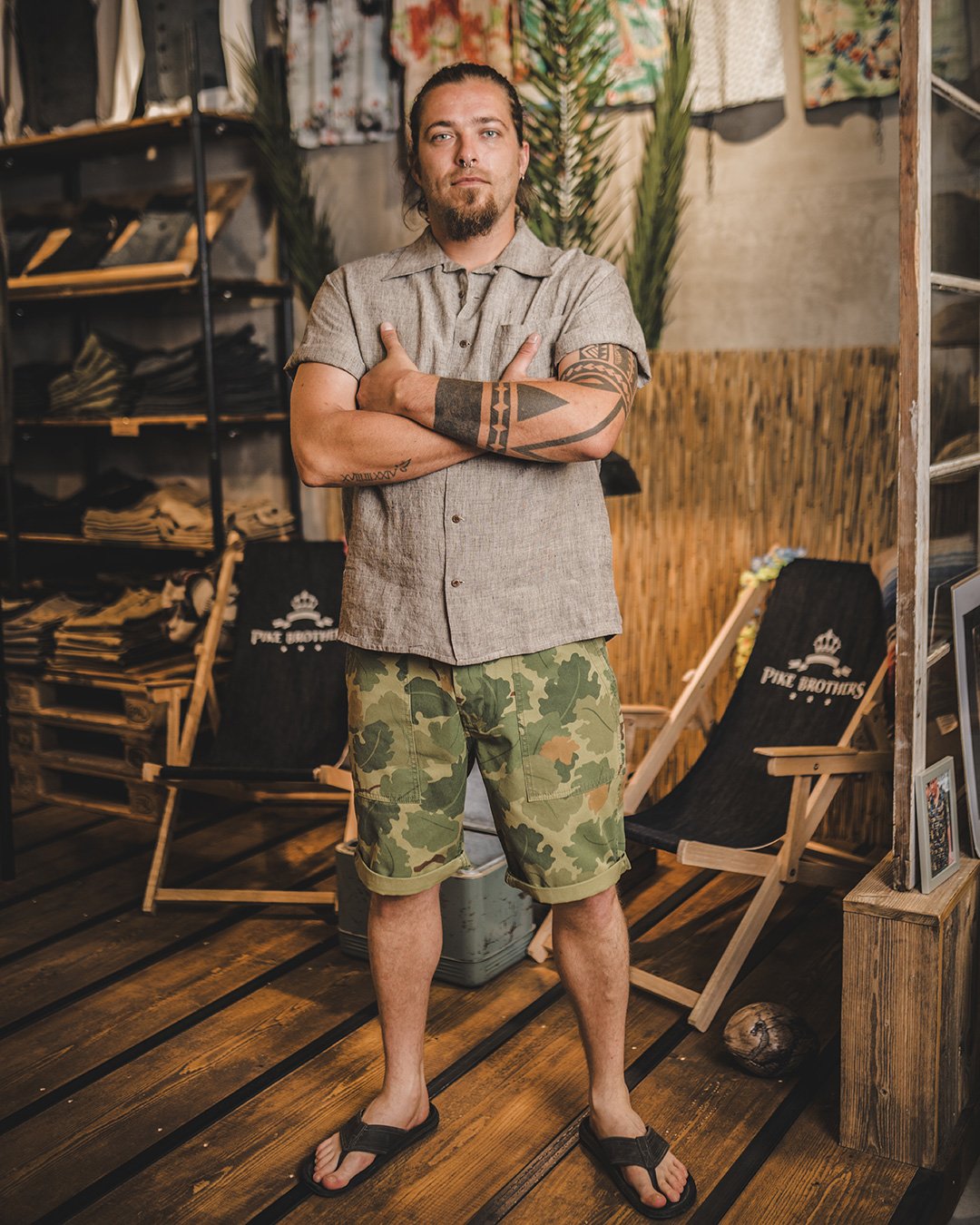Og-107 Short Mitchell Green Pike Brothers — short vintage, détail des poches