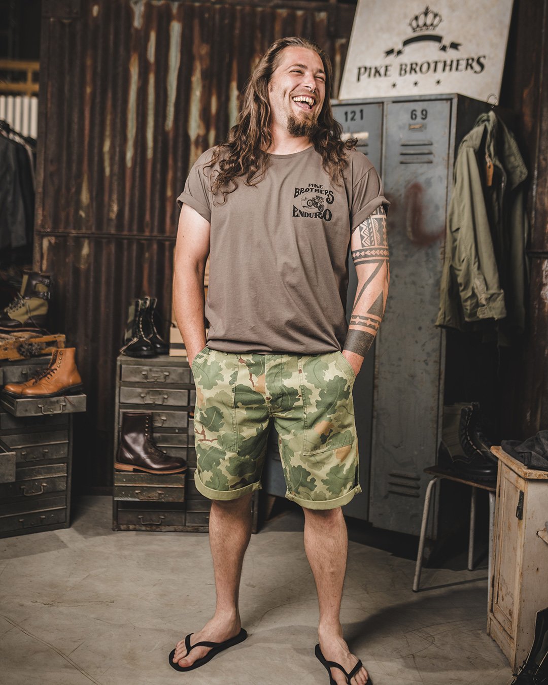 Og-107 Short Mitchell Green Pike Brothers — short vintage, détail des boutons