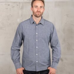 Oxford Shirt Ocean Blue Pike Brothers — vintage shirt, front view