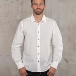 Oxford Shirt White Chambray Pike Brothers — vintage shirt, front view