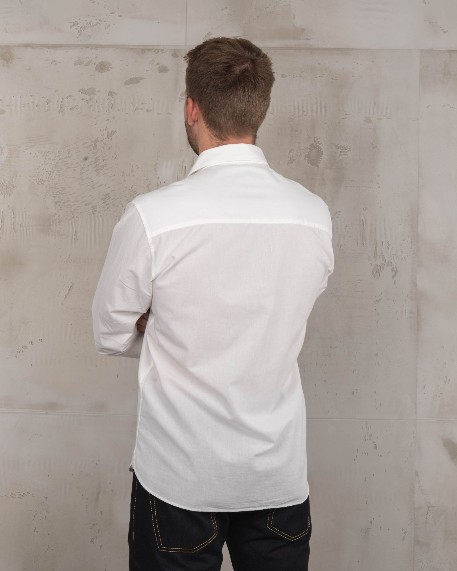 Oxford Shirt White Chambray Pike Brothers — chemise vintage, vue de dos