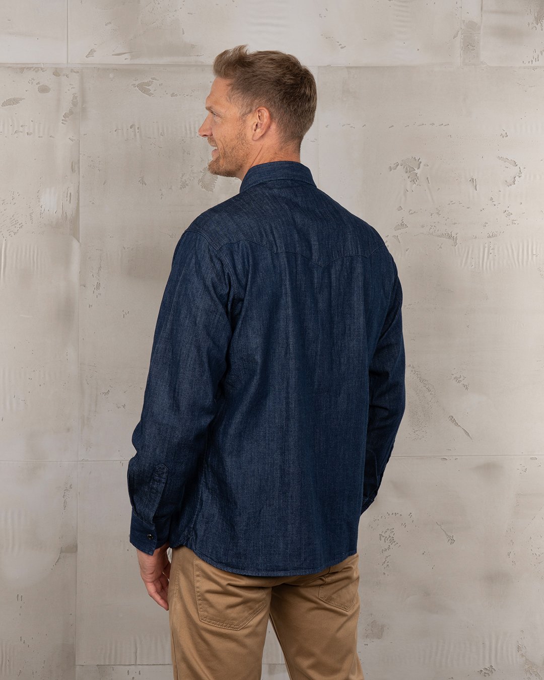 Rider Shirt Indigo Pike Brothers — chemise vintage, vue de dos