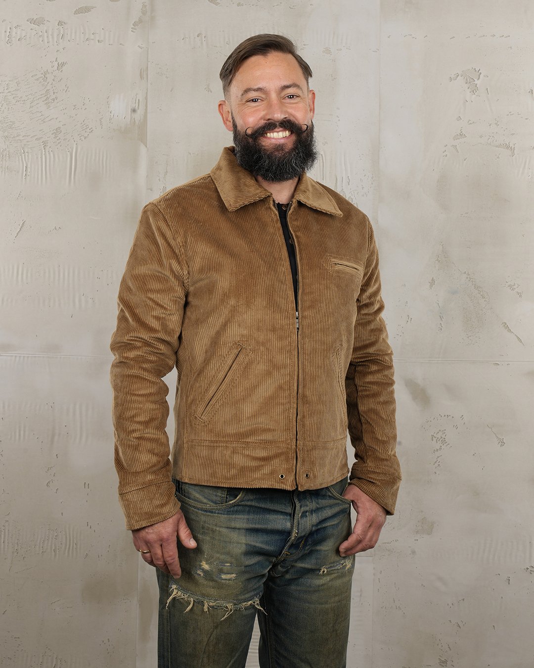 Roadster Jacket Light Brass Pike Brothers — vintage jacket, front view