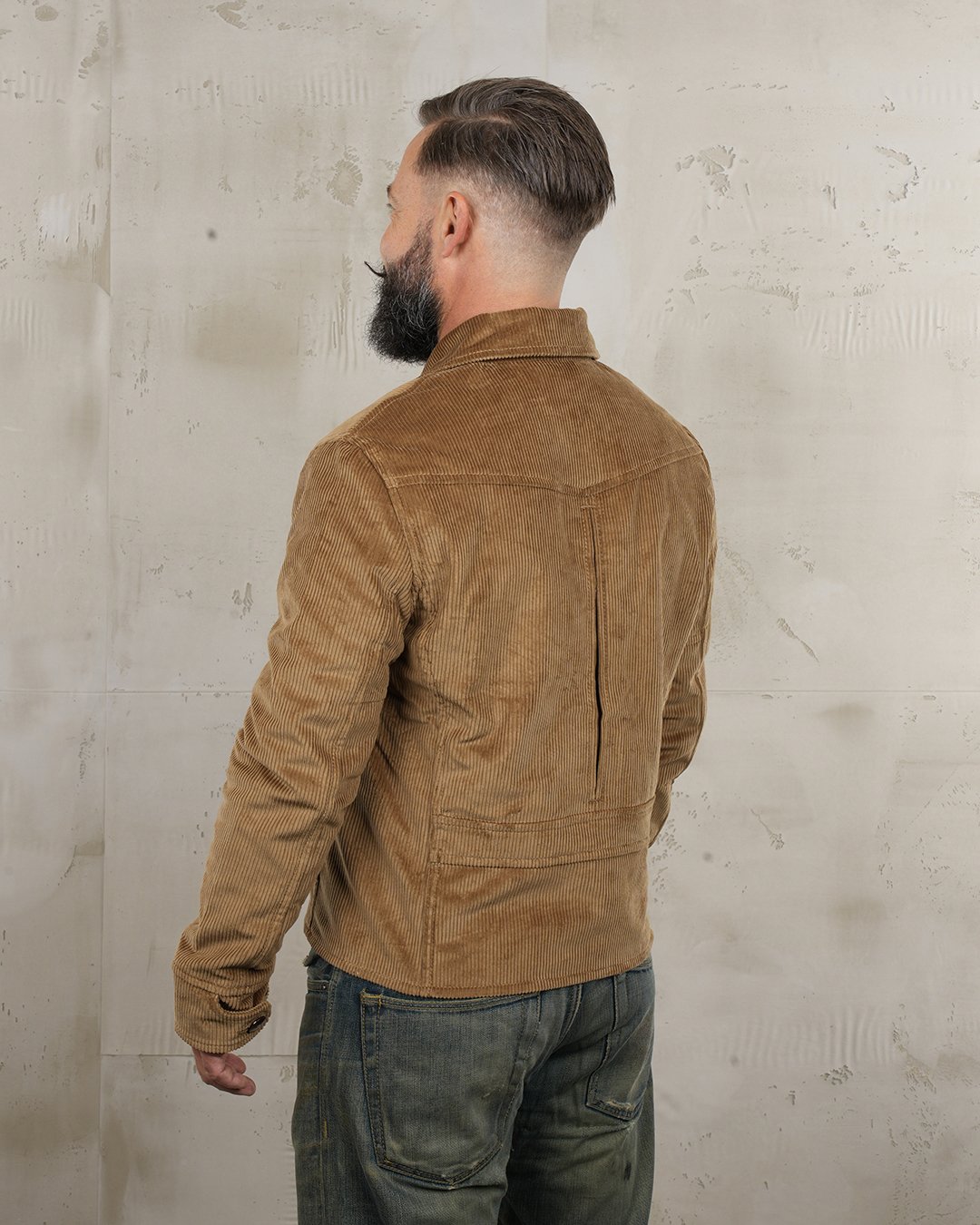 Roadster Jacket Light Brass Pike Brothers — vintage jacket, back view