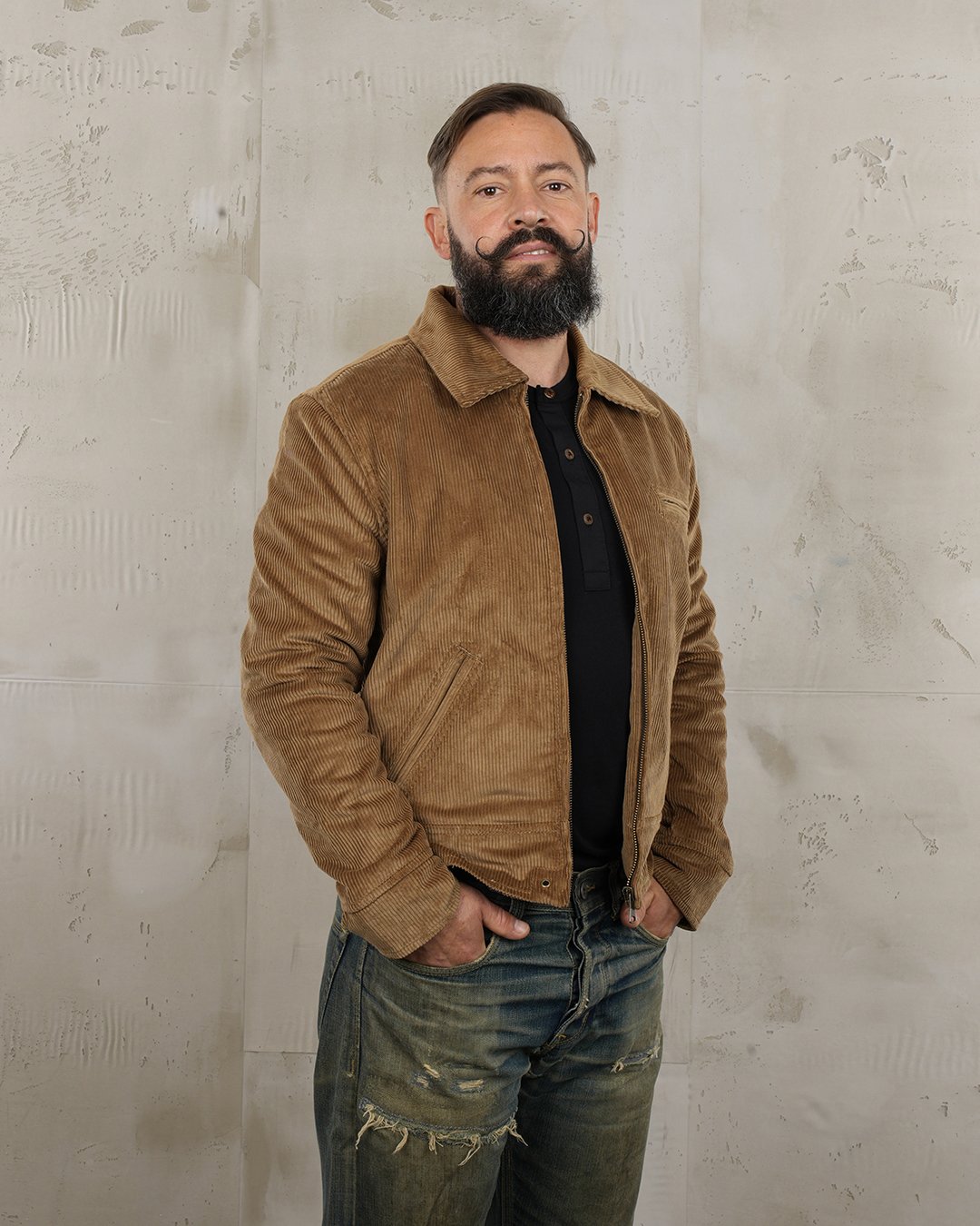 Roadster Jacket Light Brass Pike Brothers — vintage jacket, fabric close-up