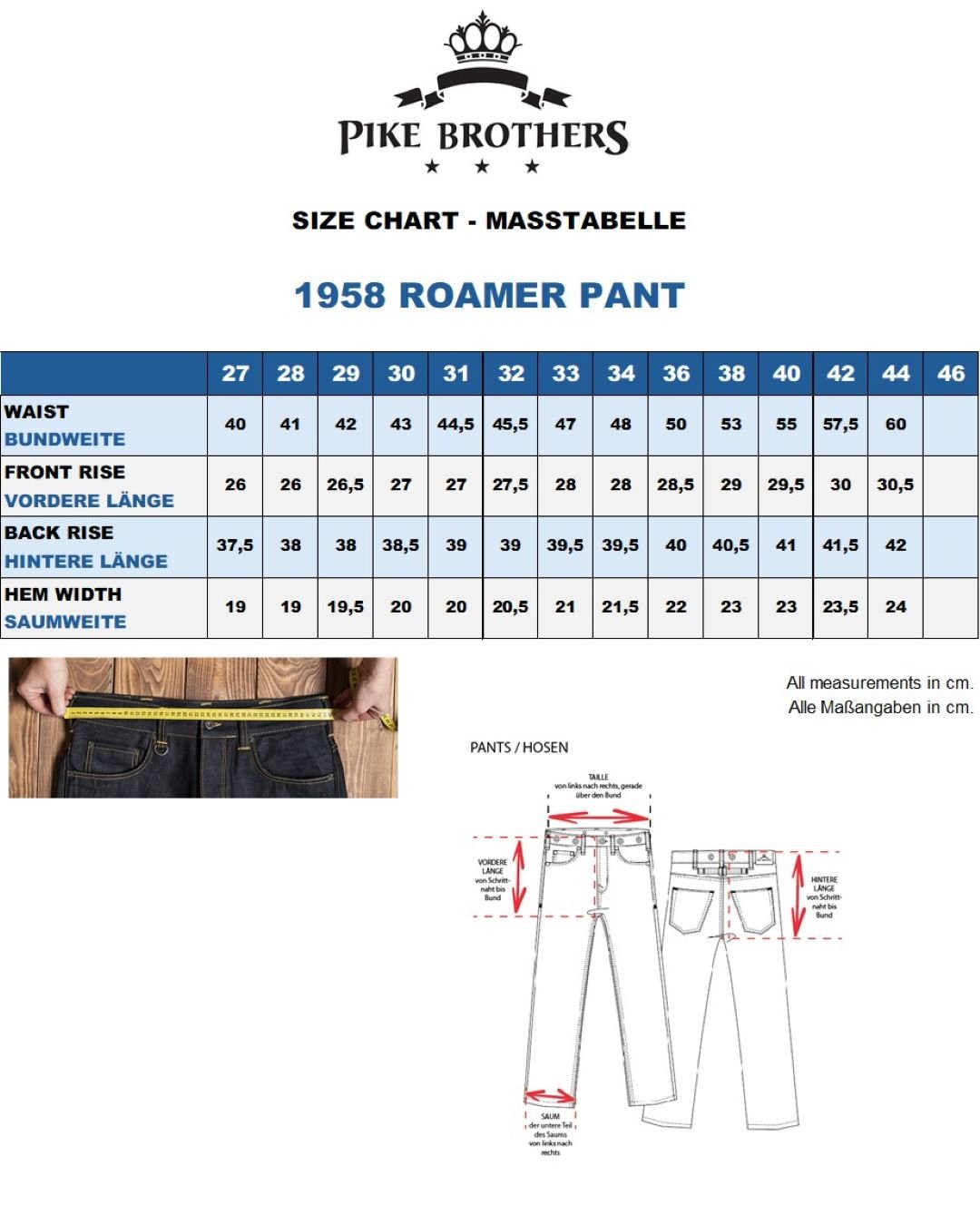 Roamer Pant Indigo 105 Pike Brothers — vintage pants, full view