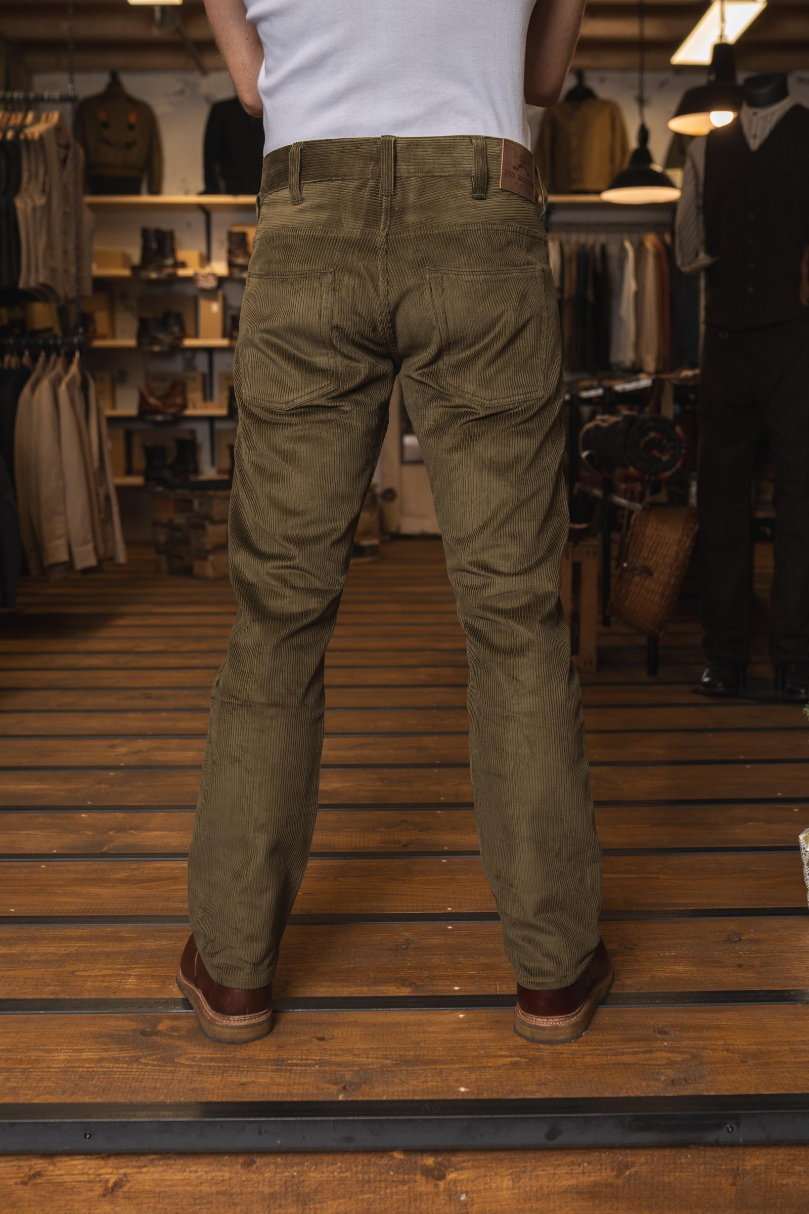Roamer Pant Olive Cord Pike Brothers — vintage pants, worn in context