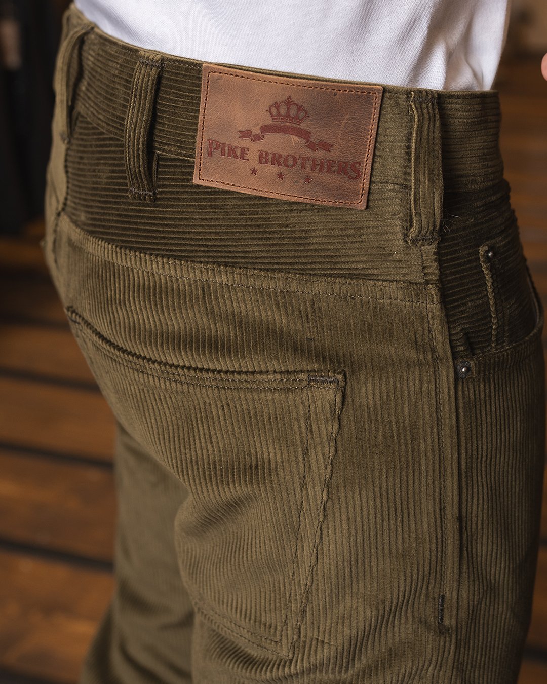 Roamer Pant Olive Cord Pike Brothers — vintage pants, side view