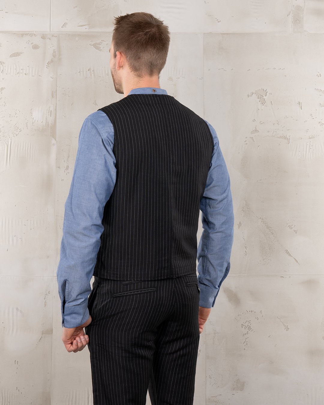 Roamer Vest Chicago Black Pike Brothers — gilet vintage, détail de la matière