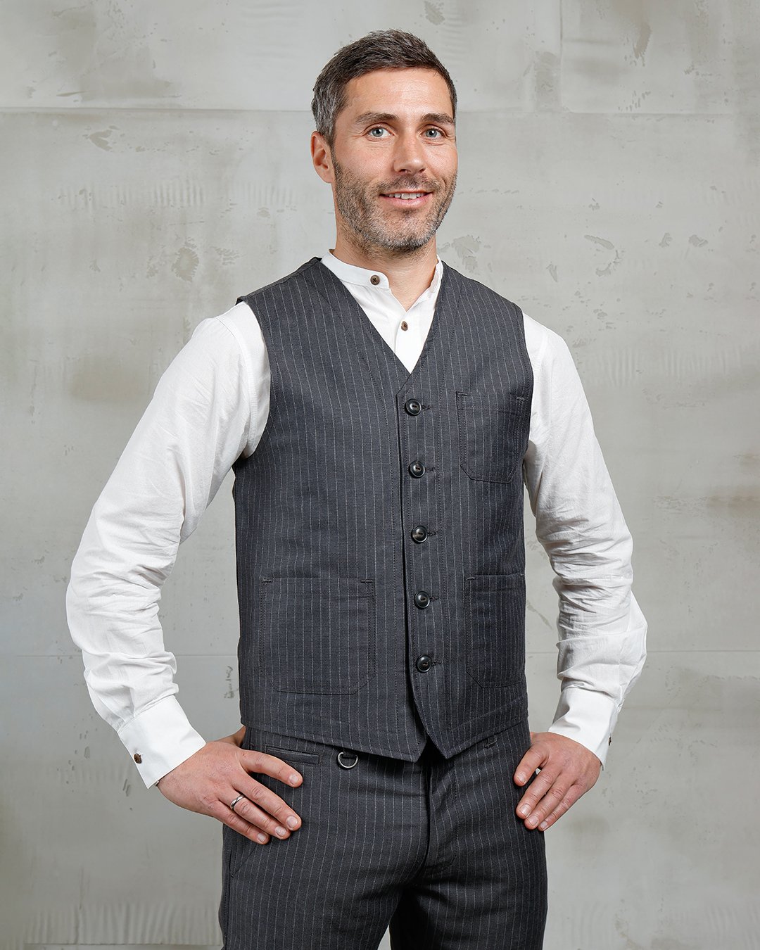 Roamer Vest Chicago Grey Pike Brothers — gilet vintage, vue de face
