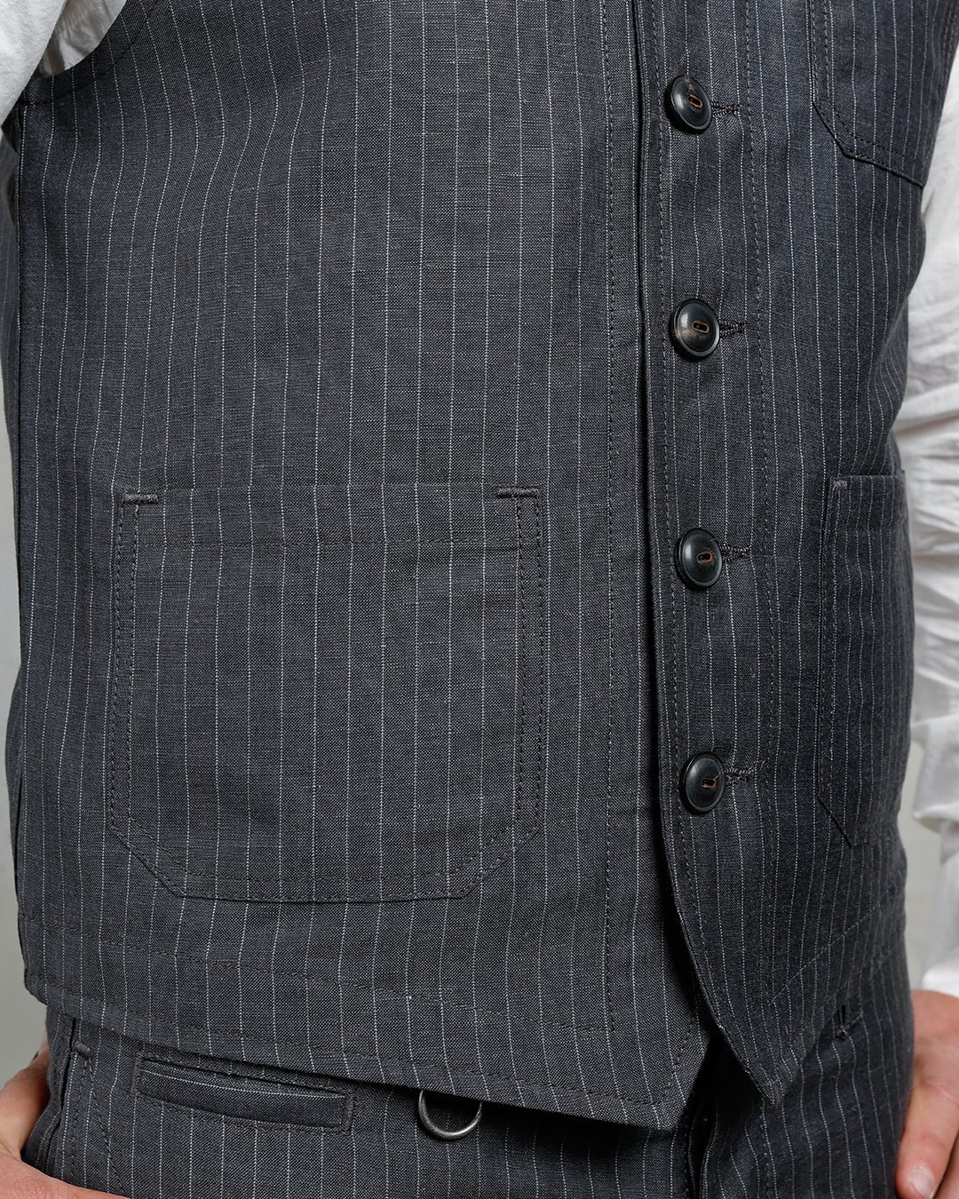 Roamer Vest Chicago Grey Pike Brothers — gilet vintage, détail de la matière