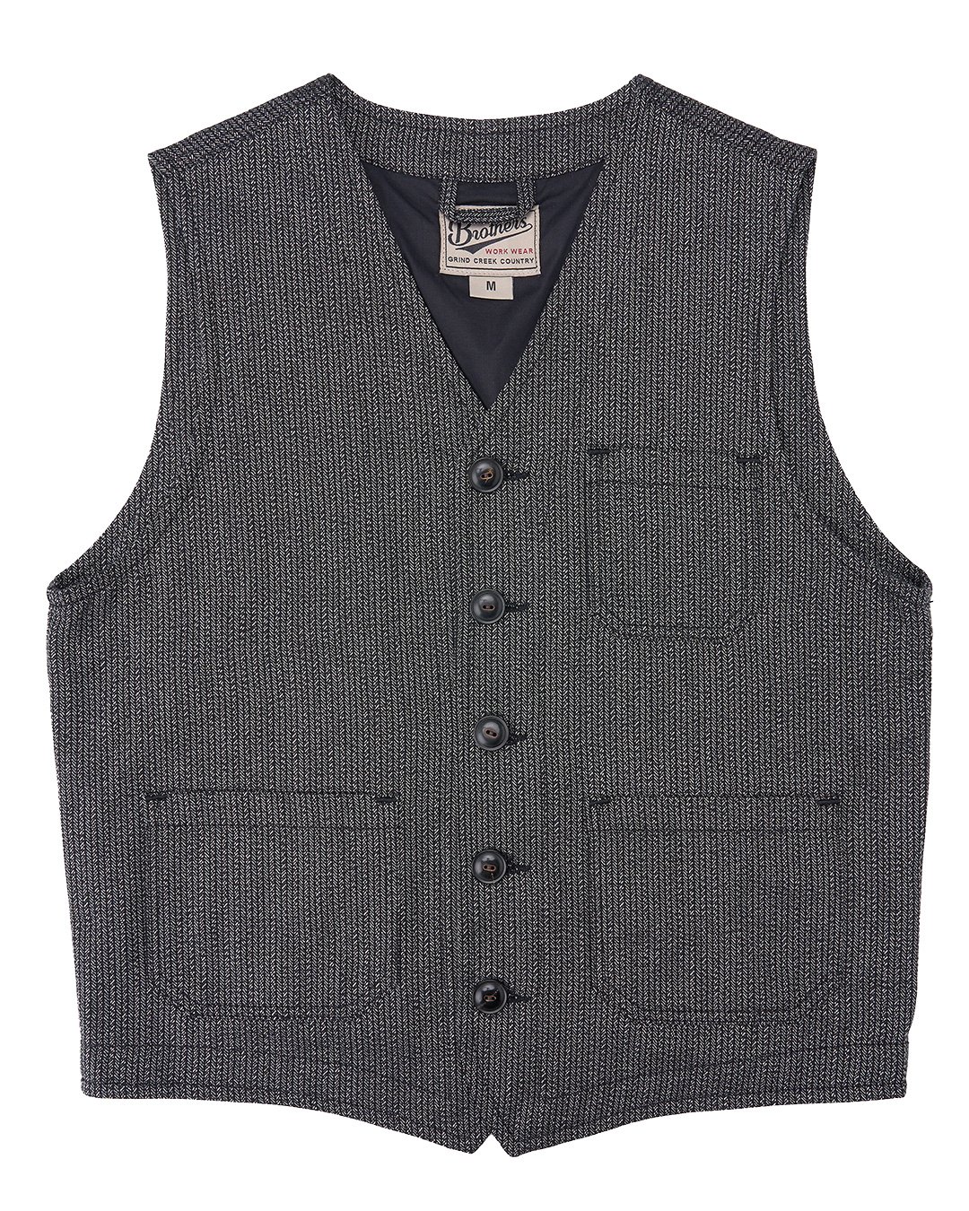 Roamer Vest French Asphalt Pike Brothers — vintage vest, back view