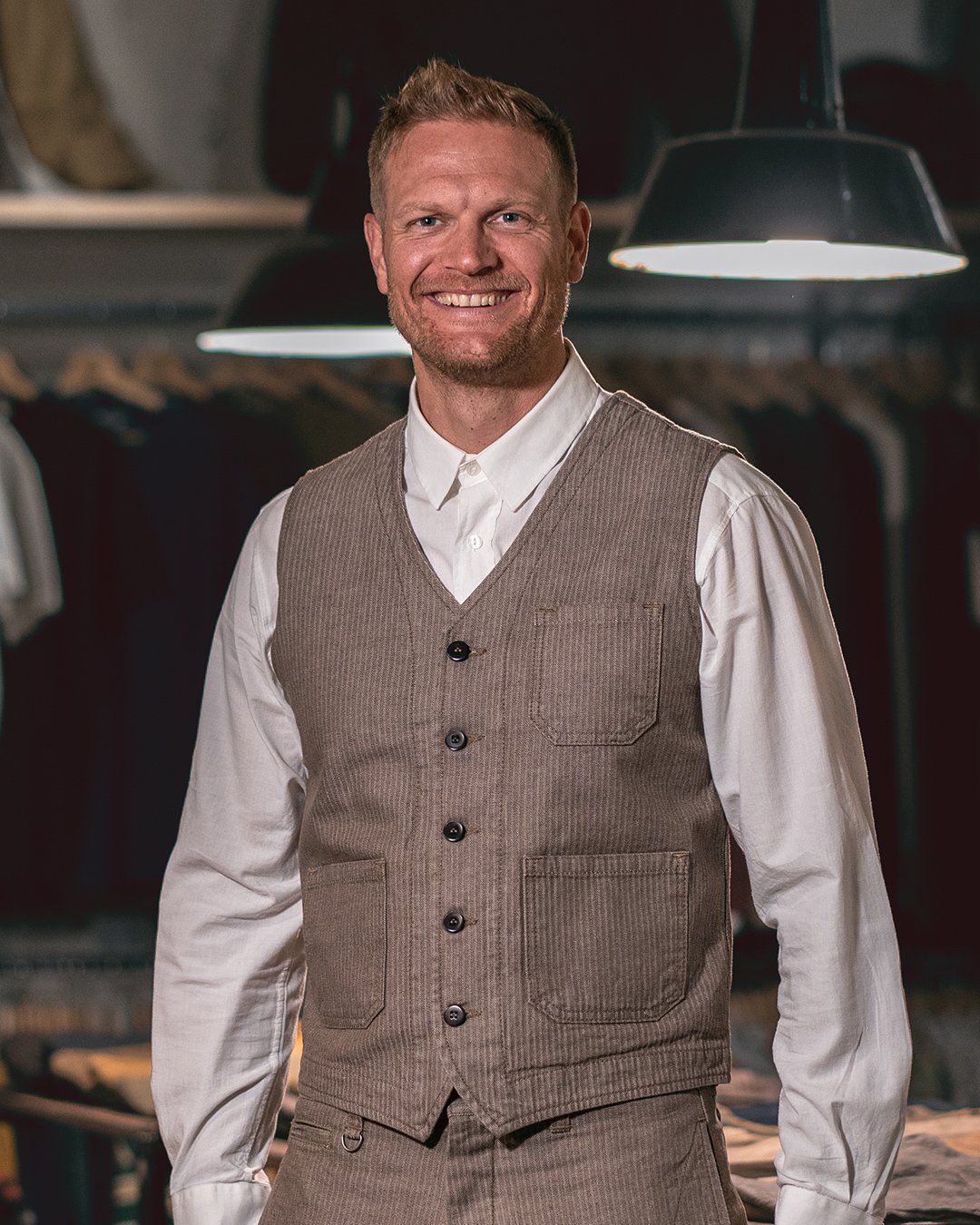 Roamer Vest Hbt Brown Pike Brothers — gilet vintage, vue de face