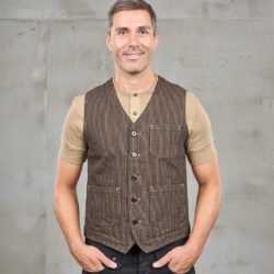 Roamer Vest Hickory Stripe Pike Brothers — gilet vintage, vue de face