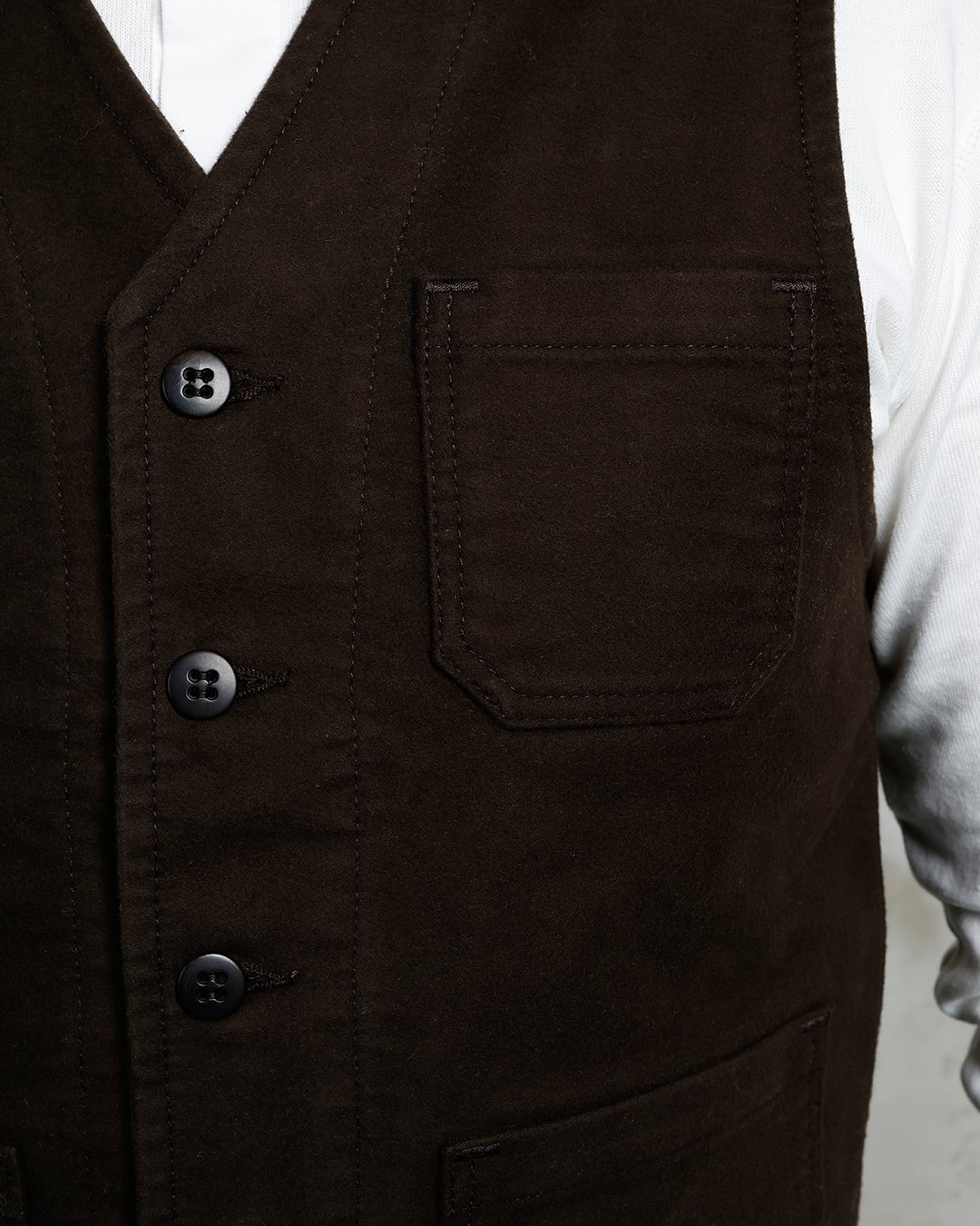 Roamer Vest Moleskin Soil Pike Brothers — vintage vest, fabric close-up