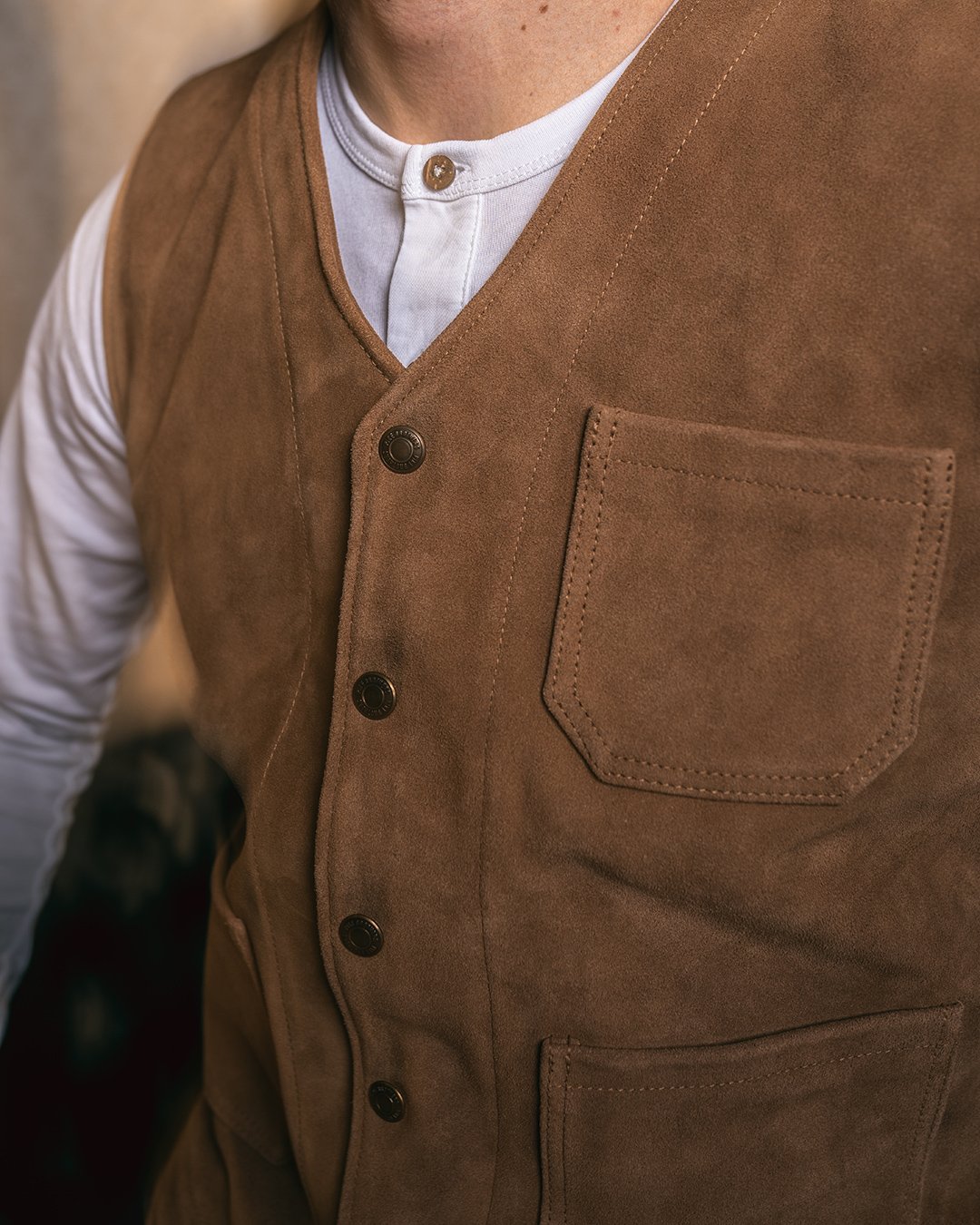 Roamer Vest Mulholland Brown Pike Brothers — gilet vintage, vue de côté