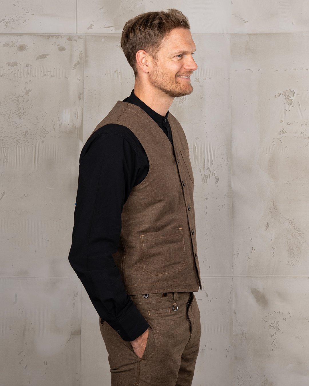 Roamer Vest Raymond Brown Pike Brothers — gilet vintage, vue de dos