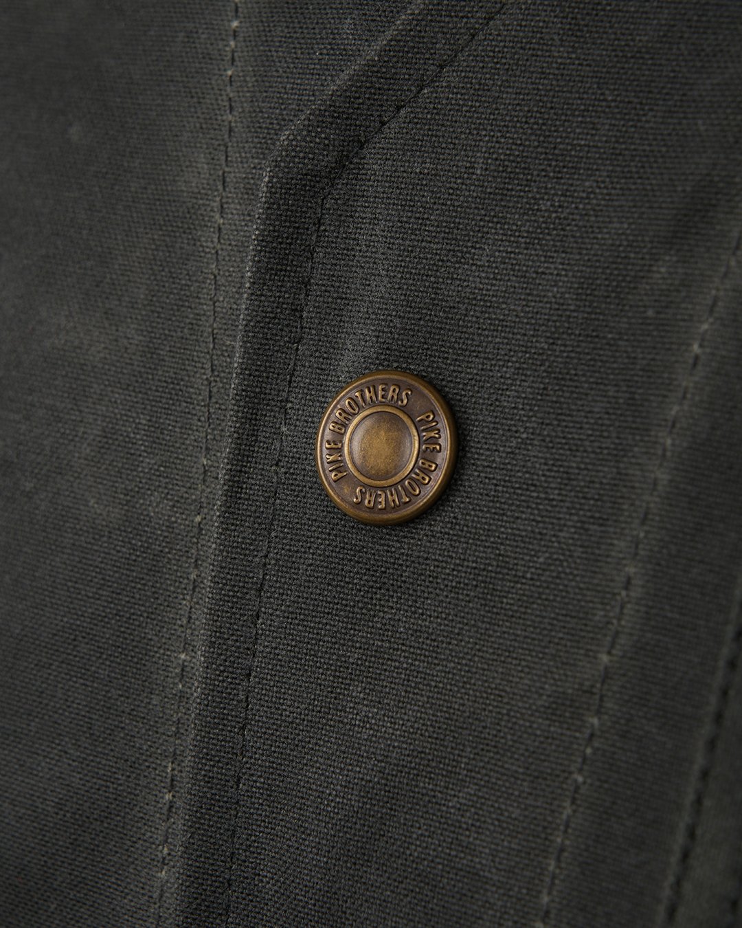 Roamer Vest Waxed Olive Pike Brothers — vintage vest, stitching detail