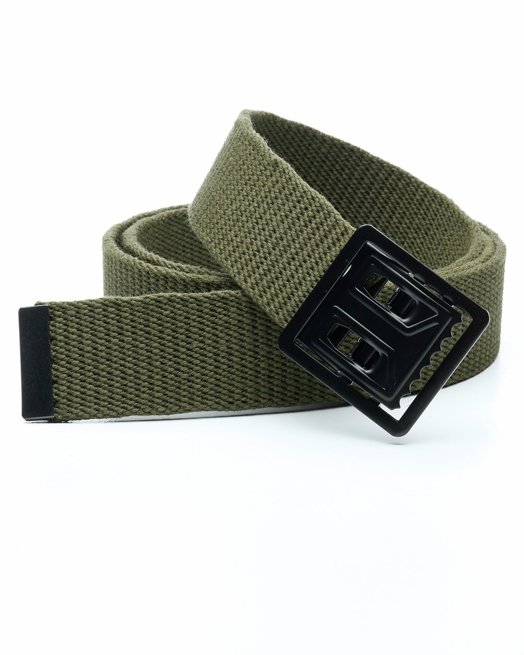 Service Belt Olive Pike Brothers — ceinture vintage, vue de trois quarts