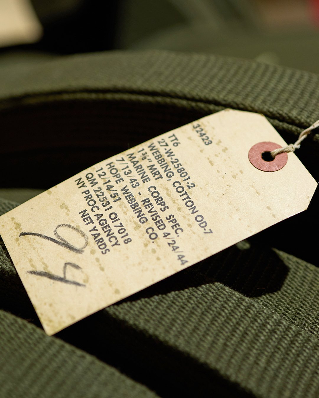 Service Belt Olive Pike Brothers — ceinture vintage, gamme de coloris