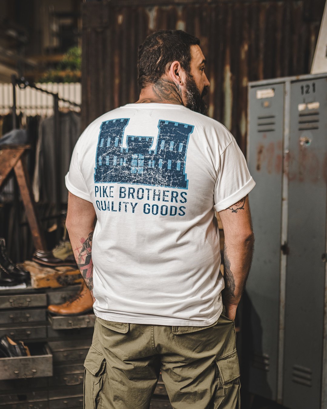 Sports Tee Blue Castle Pike Brothers — vintage t-shirt, back view