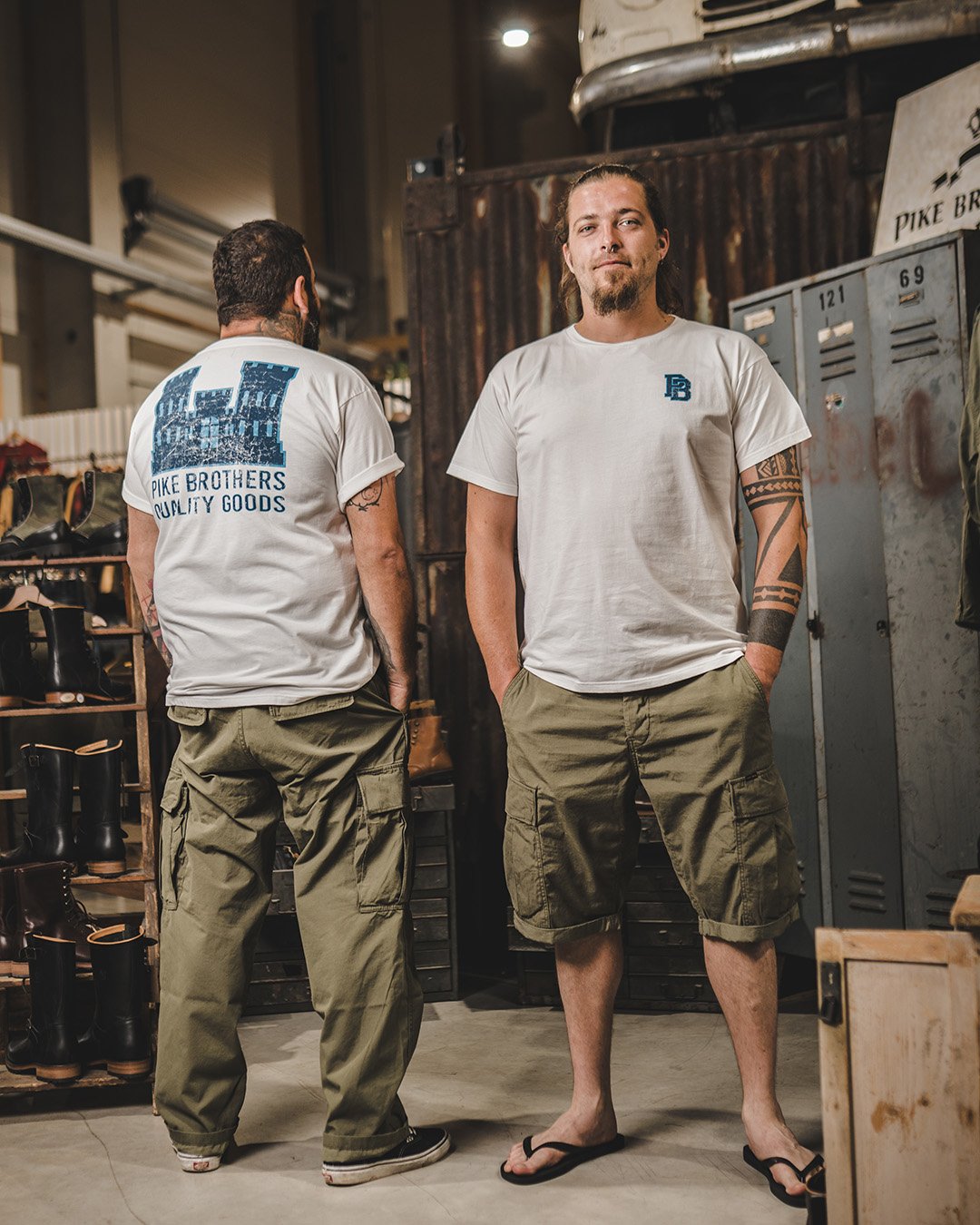 Sports Tee Blue Castle Pike Brothers — vintage t-shirt, side view