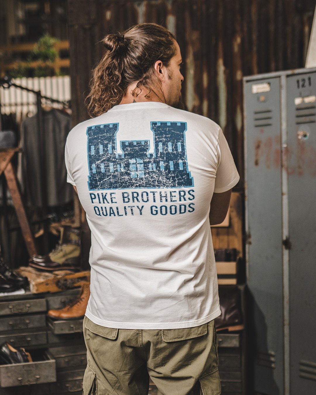Sports Tee Blue Castle Pike Brothers — vintage t-shirt, pocket detail