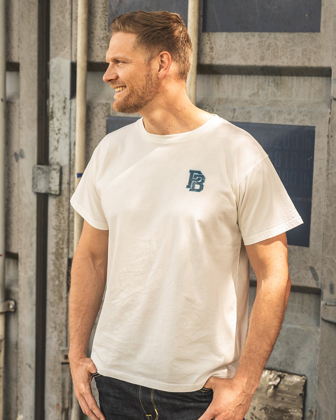 Sports Tee Blue Castle Pike Brothers — vintage t-shirt, button detail