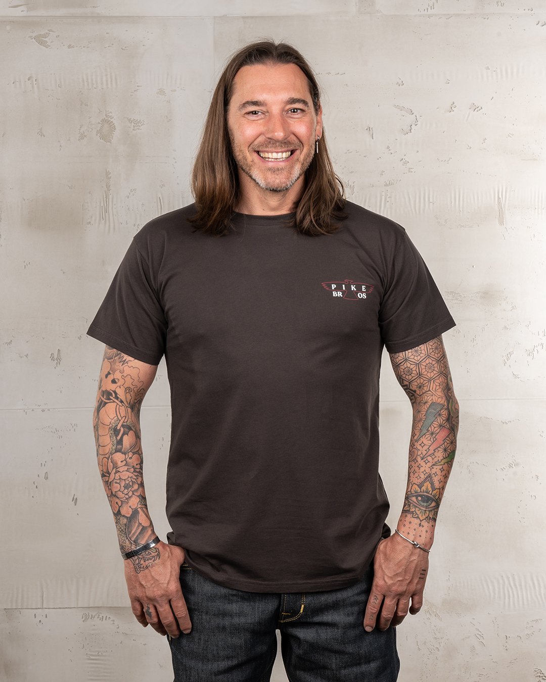 Sports Tee Eagle Grey Pike Brothers — t-shirt vintage, vue de face