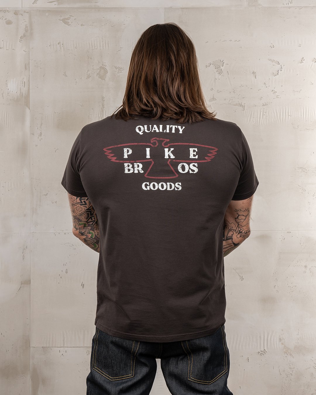 Sports Tee Eagle Grey Pike Brothers — t-shirt vintage, vue de dos