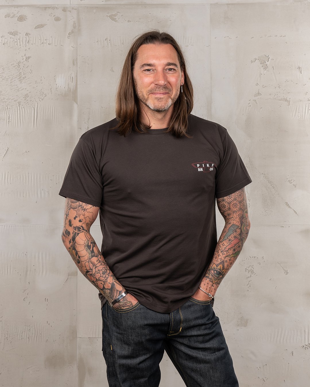 Sports Tee Eagle Grey Pike Brothers — t-shirt vintage, détail de la matière