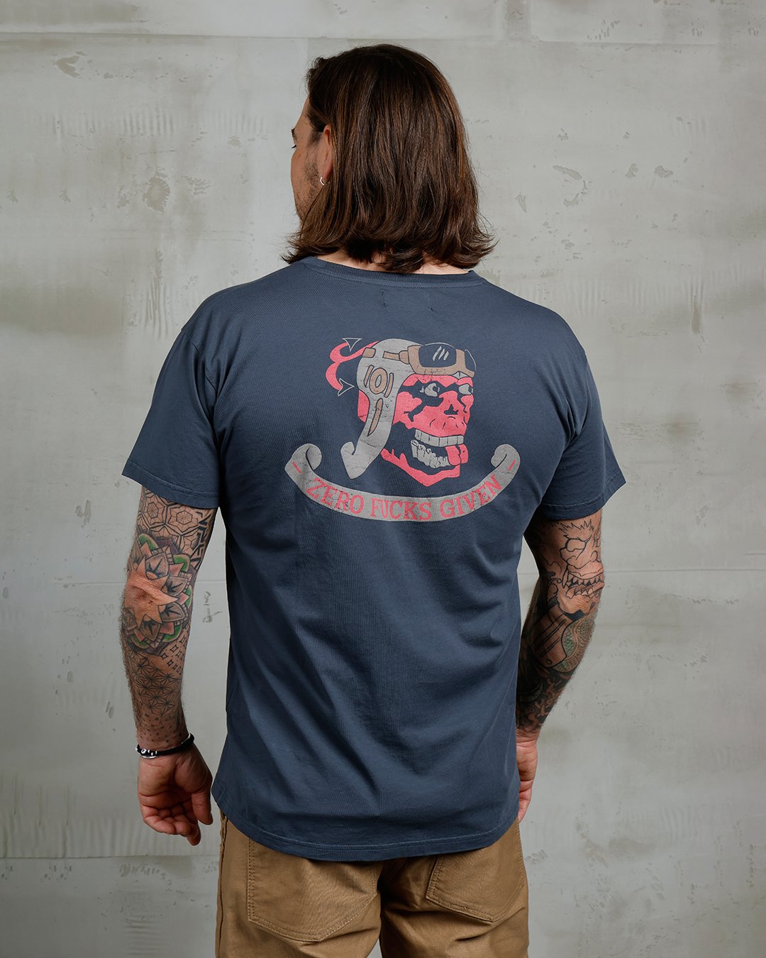 Sports Tee Zero Fucks Pike Brothers — t-shirt vintage, vue de dos