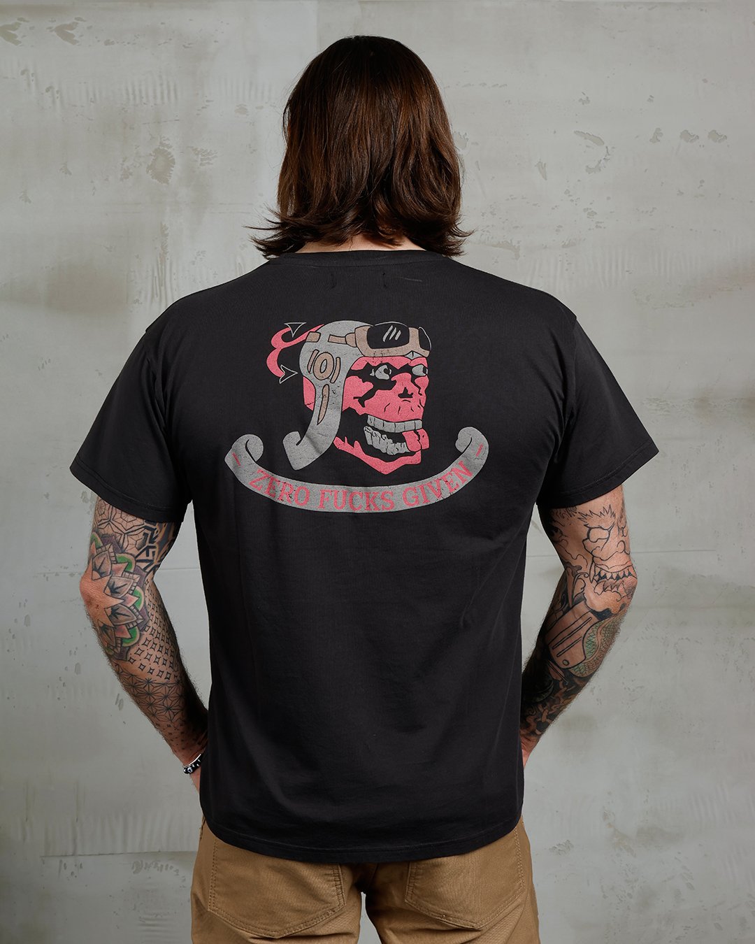 Sports Tee Zero Fucks Pike Brothers — t-shirt vintage, vue de dos