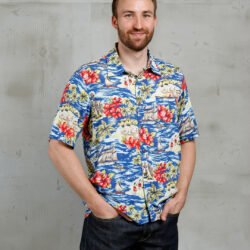 Surf Shirt Random Blue Pike Brothers — vintage shirt, front view
