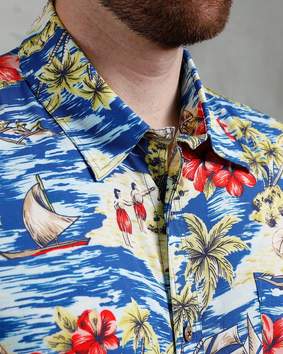 Surf Shirt Random Blue Pike Brothers — vintage shirt, worn in context