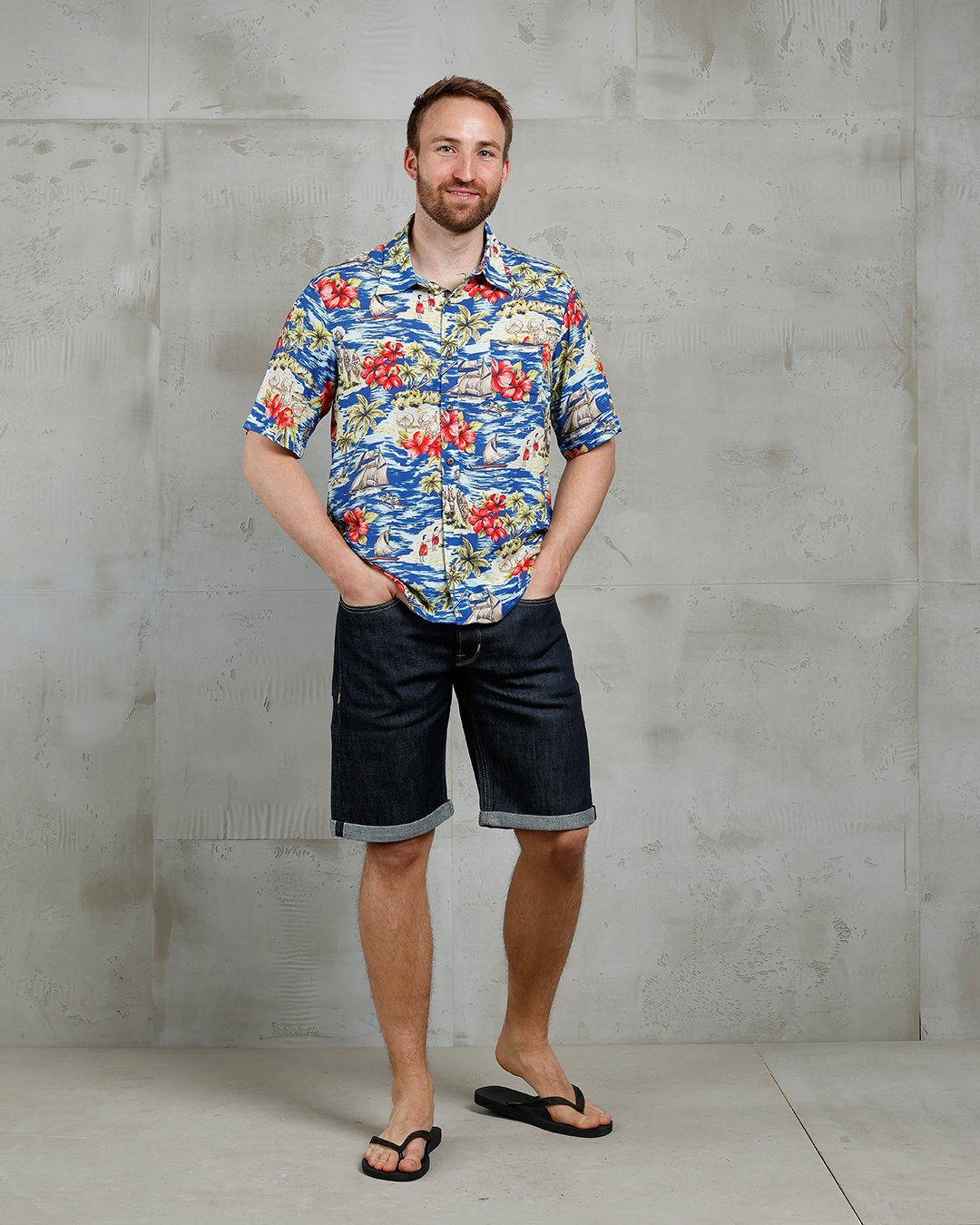 Surf Shirt Random Blue Pike Brothers — vintage shirt, side view