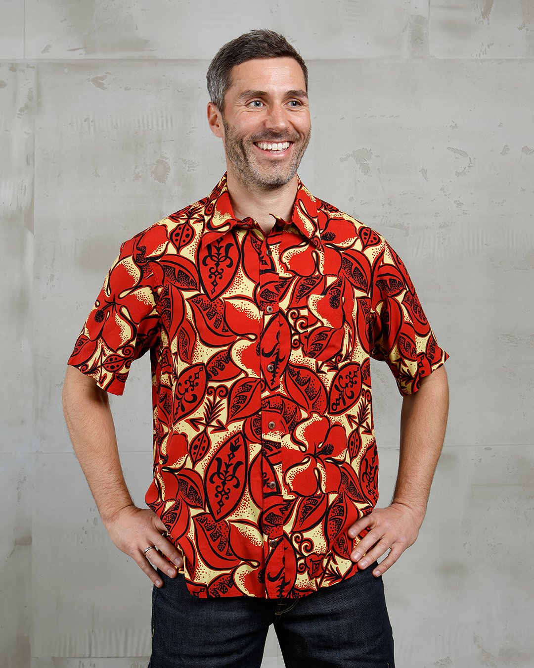 Surf Shirt Random Red Pike Brothers — vintage shirt, front view